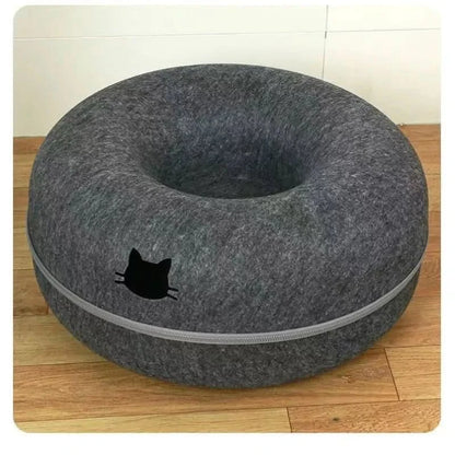 Donut Pet Bed - Comfortable Round Cat Tunnel Bed for Dogs & Cats - PawsiFypets