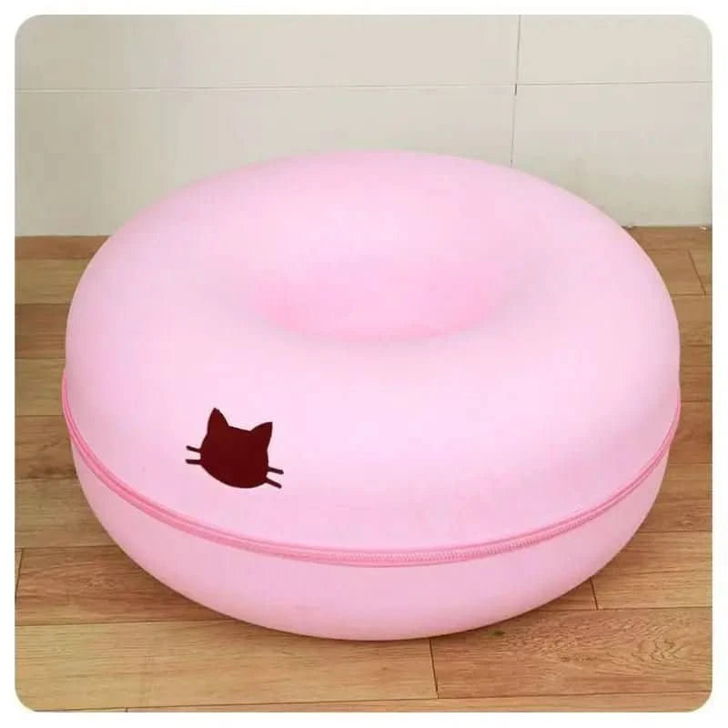 Donut Pet Bed - Comfortable Round Cat Tunnel Bed for Dogs & Cats - PawsiFypets