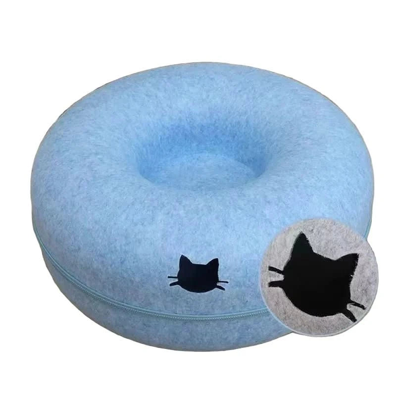 Donut Pet Bed - Comfortable Round Cat Tunnel Bed for Dogs & Cats - PawsiFypets