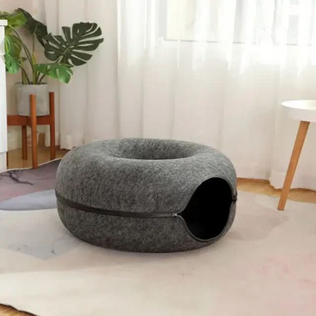 Donut Pet Bed - Comfortable Round Cat Tunnel Bed for Dogs & Cats - PawsiFypets