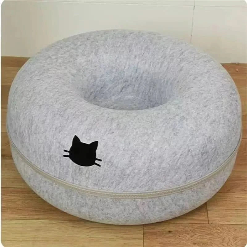 Donut Pet Bed - Comfortable Round Cat Tunnel Bed for Dogs & Cats - PawsiFypets