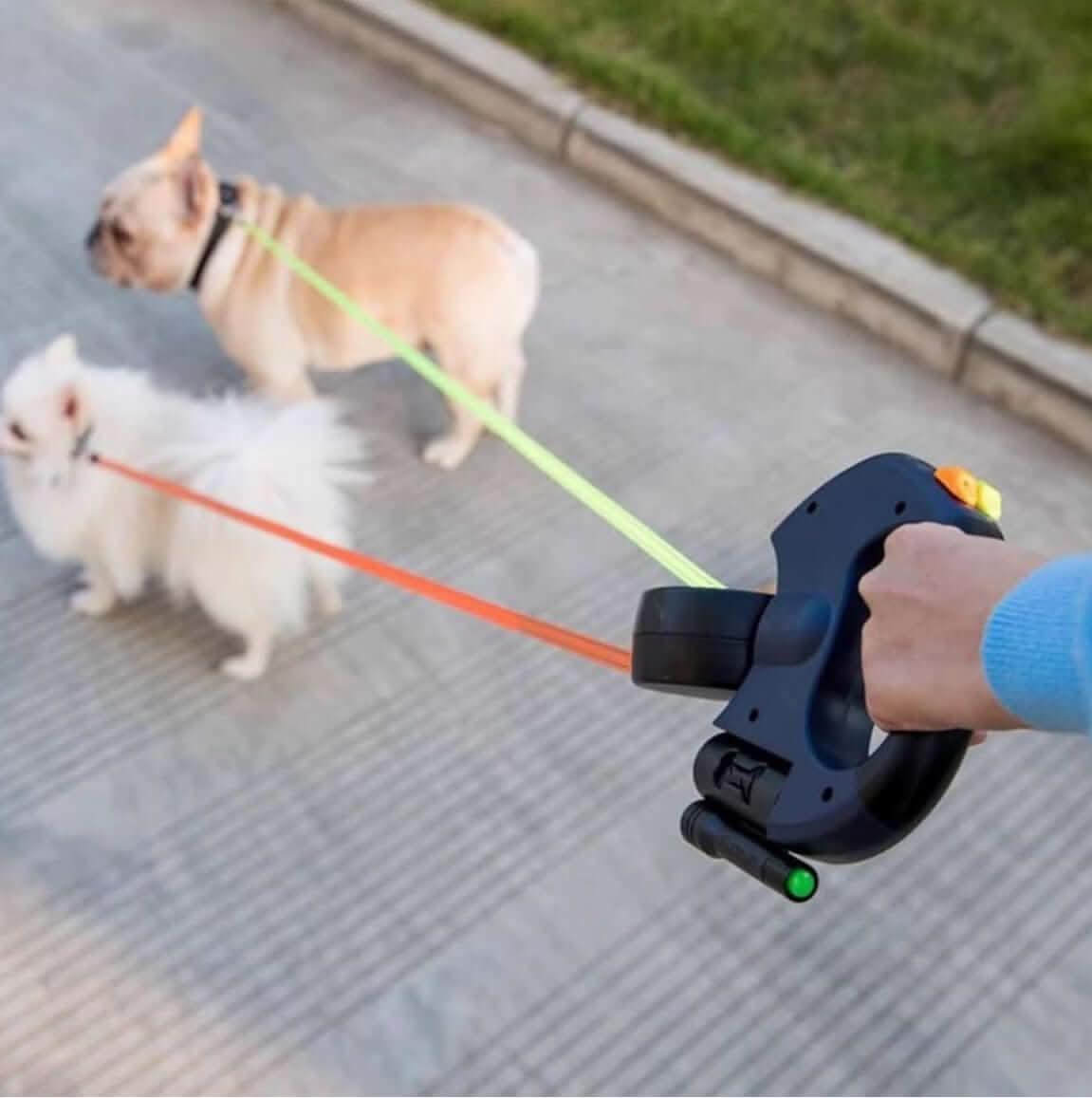 Dual Dog Leash with LED Night Safety 360 Swivel Tangle Free - PawsiFypets