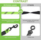 Dog leash comparison chart showing durable round green leash with large hook versus flat black leash with ordinary hook.
