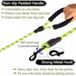 Neon yellow glowing dog leash with non-slip padded handle and strong metal hook for nighttime walks