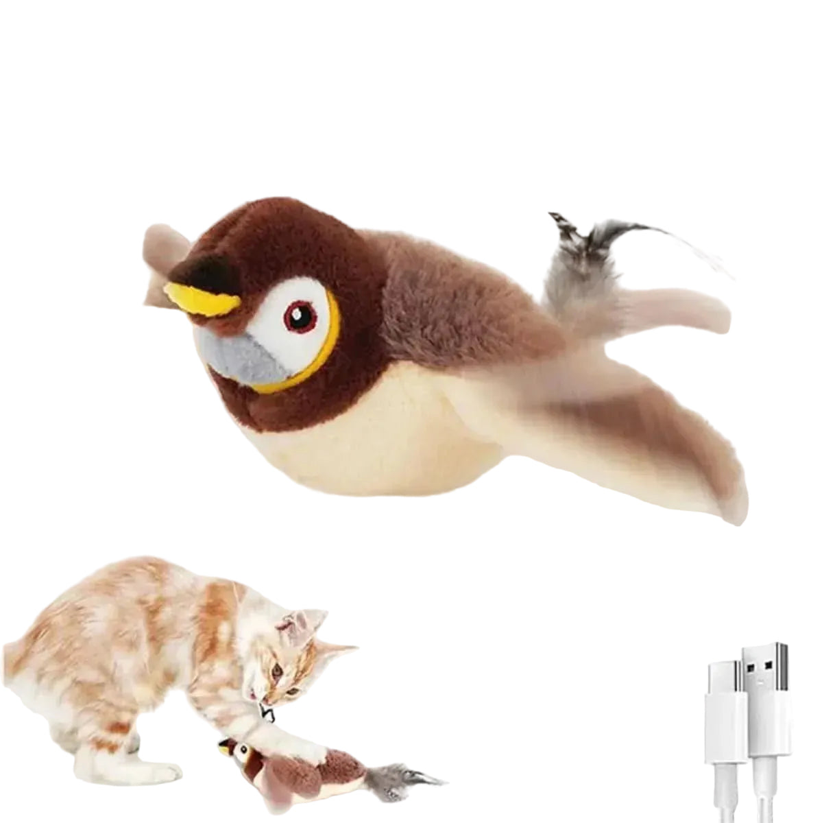 Realistic Interactive Bird Toy - Flapping Wings and Chirping - Perfect Indoor Cat Toy - PawsiFypets