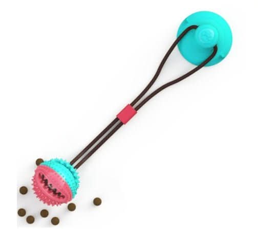 Silicon Suction Cup Interactive Dog Toy - PawsiFypets Pet Toys - blue-red ball PawsiFypets