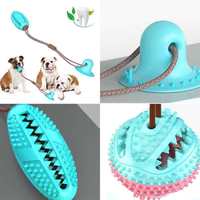 Silicon Suction Cup Interactive Dog Toy - PawsiFypets Pet Toys - blue-red ball PawsiFypets