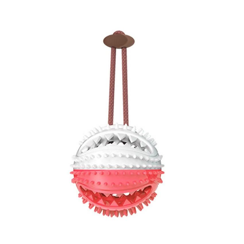 Silicon Suction Cup Interactive Dog Toy - PawsiFypets Pet Toys - red-white chew ball PawsiFypets