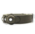 Brown leather dog collar with GPS tracker holder and metal buckle on white background