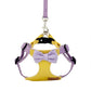 Yellow and lavender dog harness and leash set with a decorative bow on white background