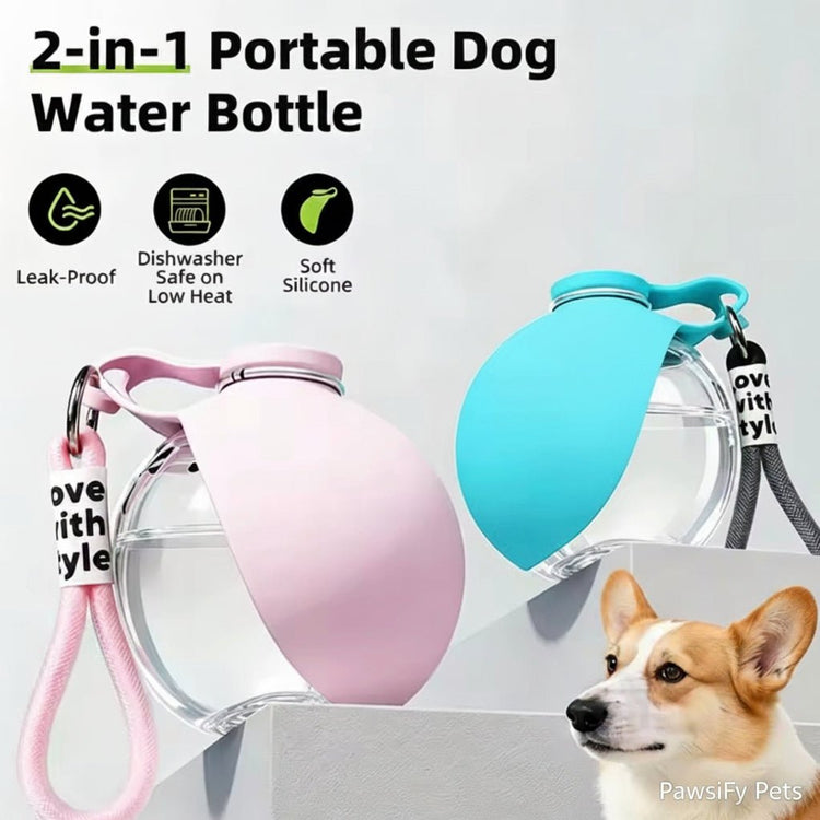 Pawsify™ 2 in 1 Portable Dog Water Bottle – Leak - Proof Travel Water Bottle for Dogs - PawsiFypets