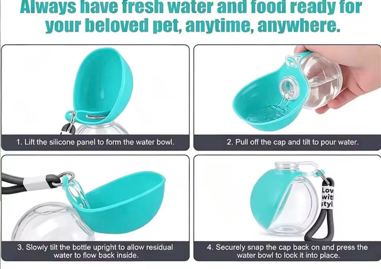 Pawsify™ 2 in 1 Portable Dog Water Bottle – Leak - Proof Travel Water Bottle for Dogs - PawsiFypets