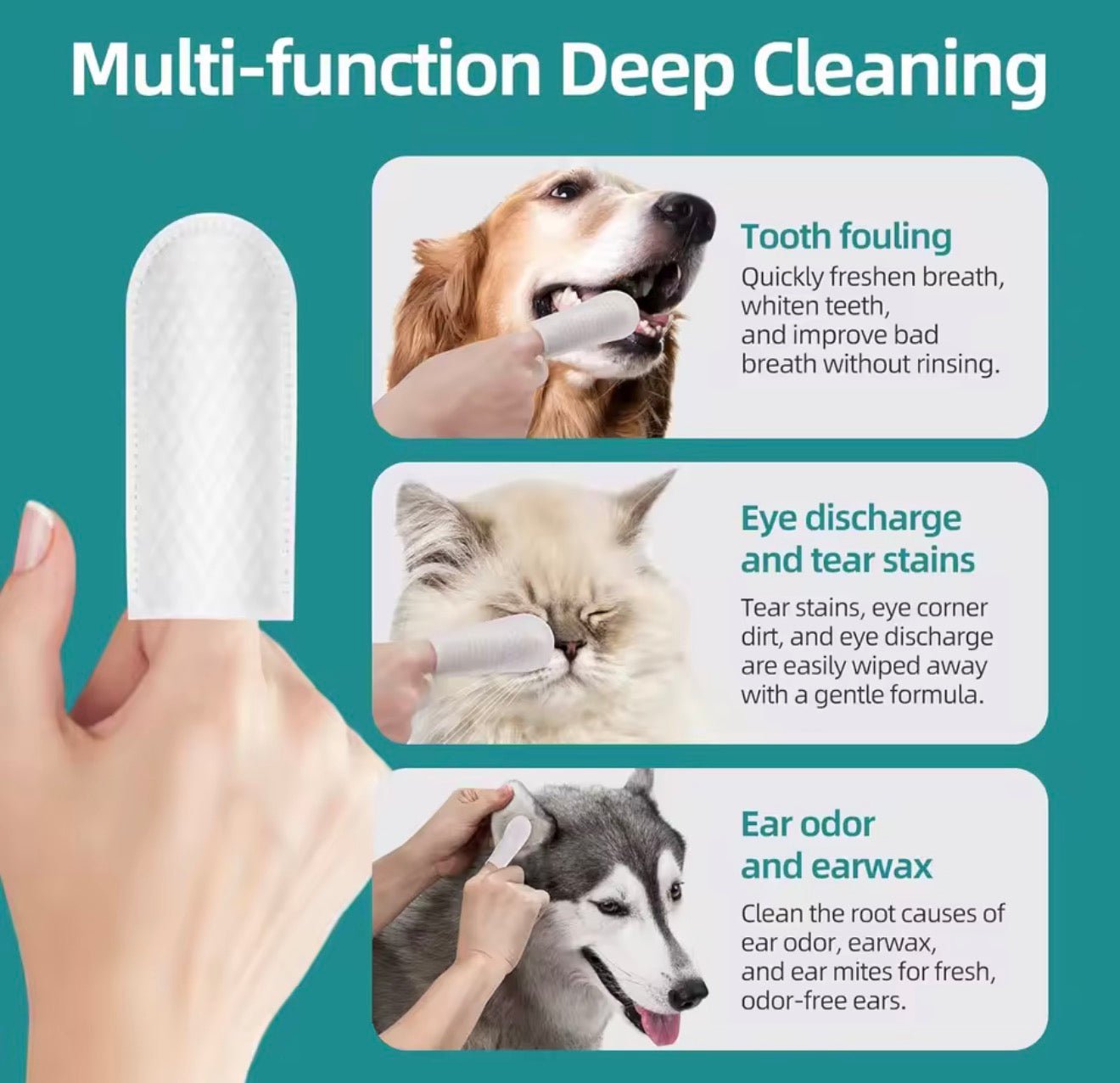 Pet Dental Wipes Lemon Flavor Finger Tooth Wipes for Dogs and Cats - PawsiFypets