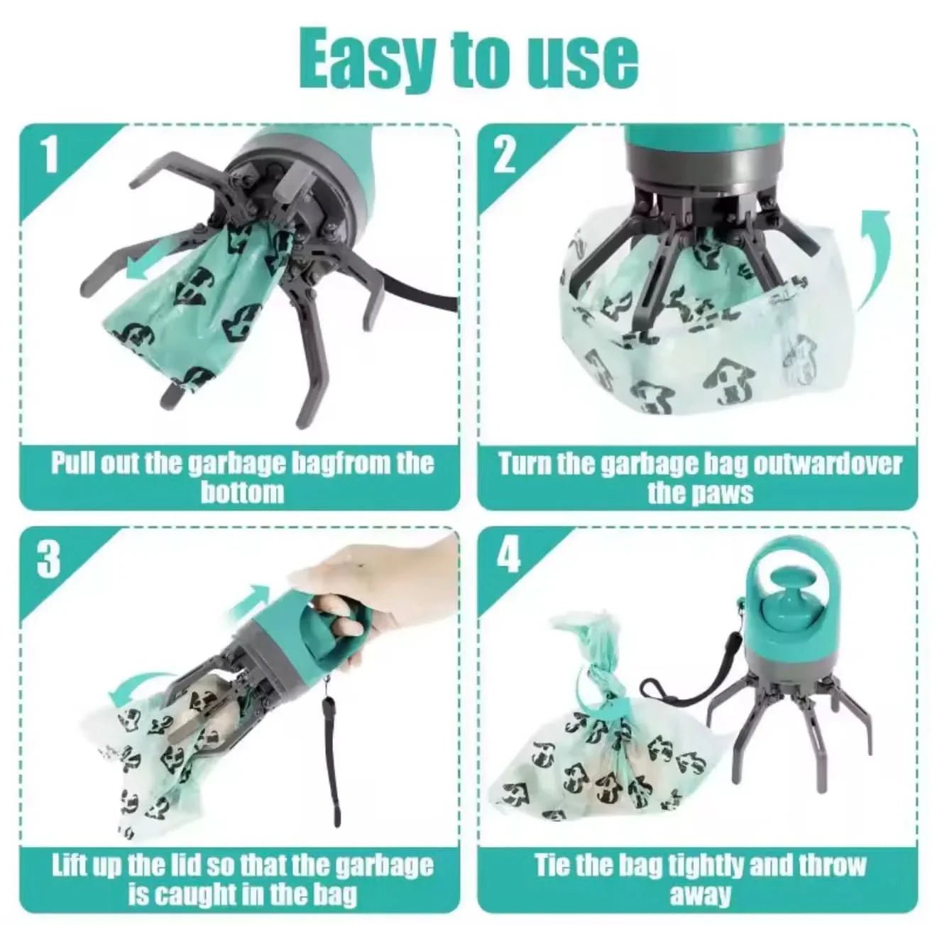 Pet Poop Scooper – Easy One - Handed Waste Removal for Dogs Hygienic Pooper Scooper - PawsiFypets