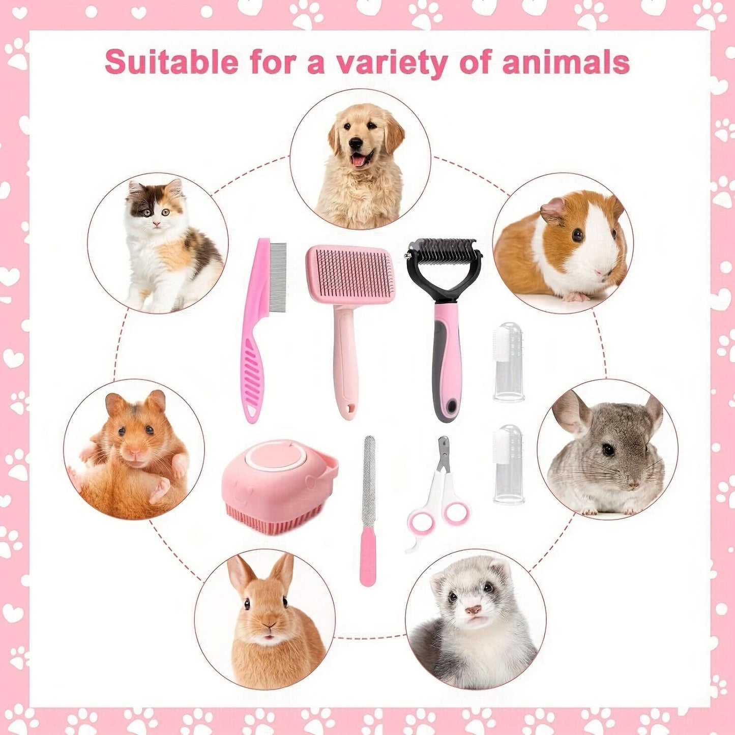 Professional Dog Grooming Kit - 8-Piece Stainless Steel Tool Set - PawsiFypets Dog Grooming Tools - 8 Blue Set PawsiFypets