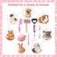 8-piece pink pet grooming kit with brushes and clippers for dogs, cats, rabbits, and small animals