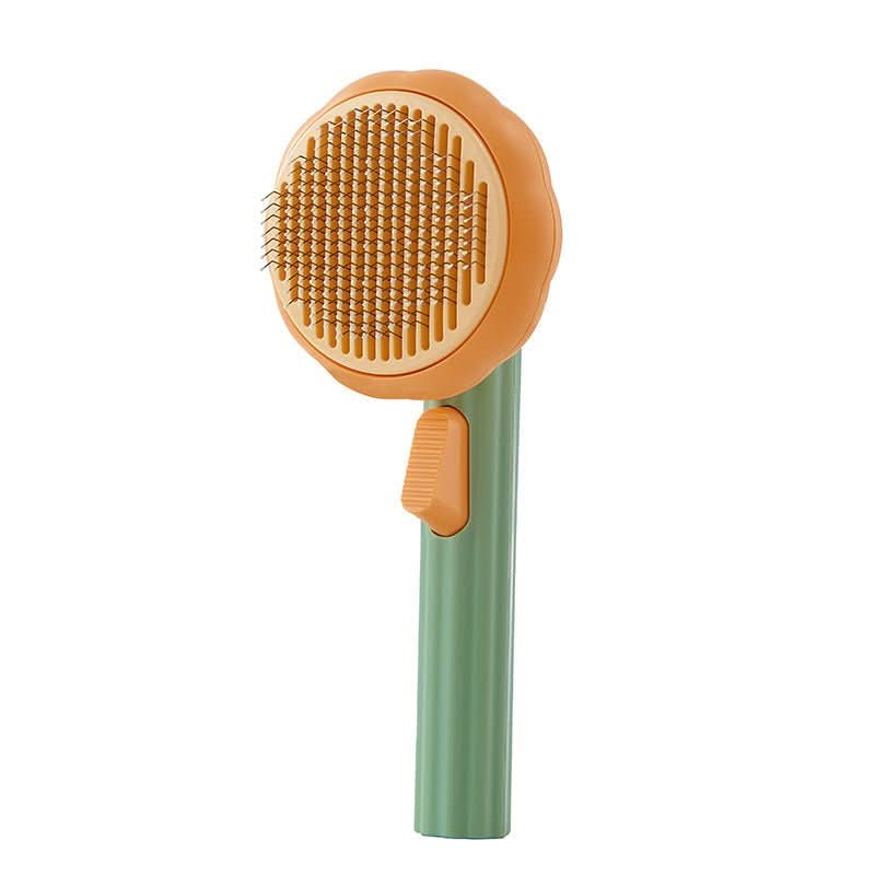 Self-Cleaning Pet Brush - Hair Removal Comb for Dogs & Cats with Easy Release - PawsiFypets Pet Grooming Tools - Pumpkin color PawsiFypets