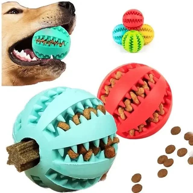 Colorful silicone pet toy balls filled with treats, dog chewing interactive treat ball.