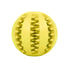 Yellow silicone pet toy ball with textured grooves for interactive dog play