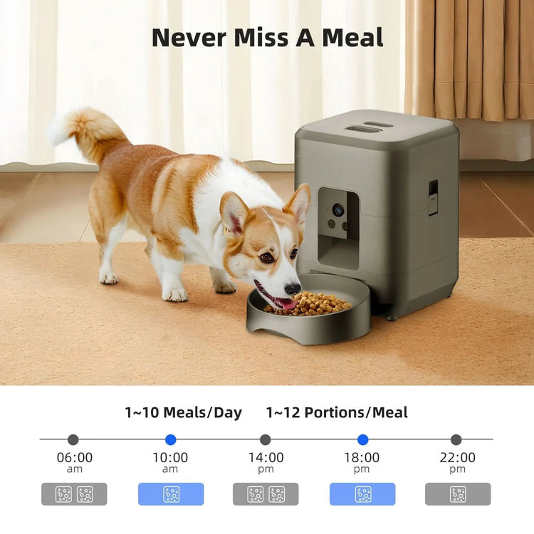 WiFi Smart Pet Feeder with HD Camera & App-Controlled Dispenser, Two-Way Audio - Remote Feeding - PawsiFypets