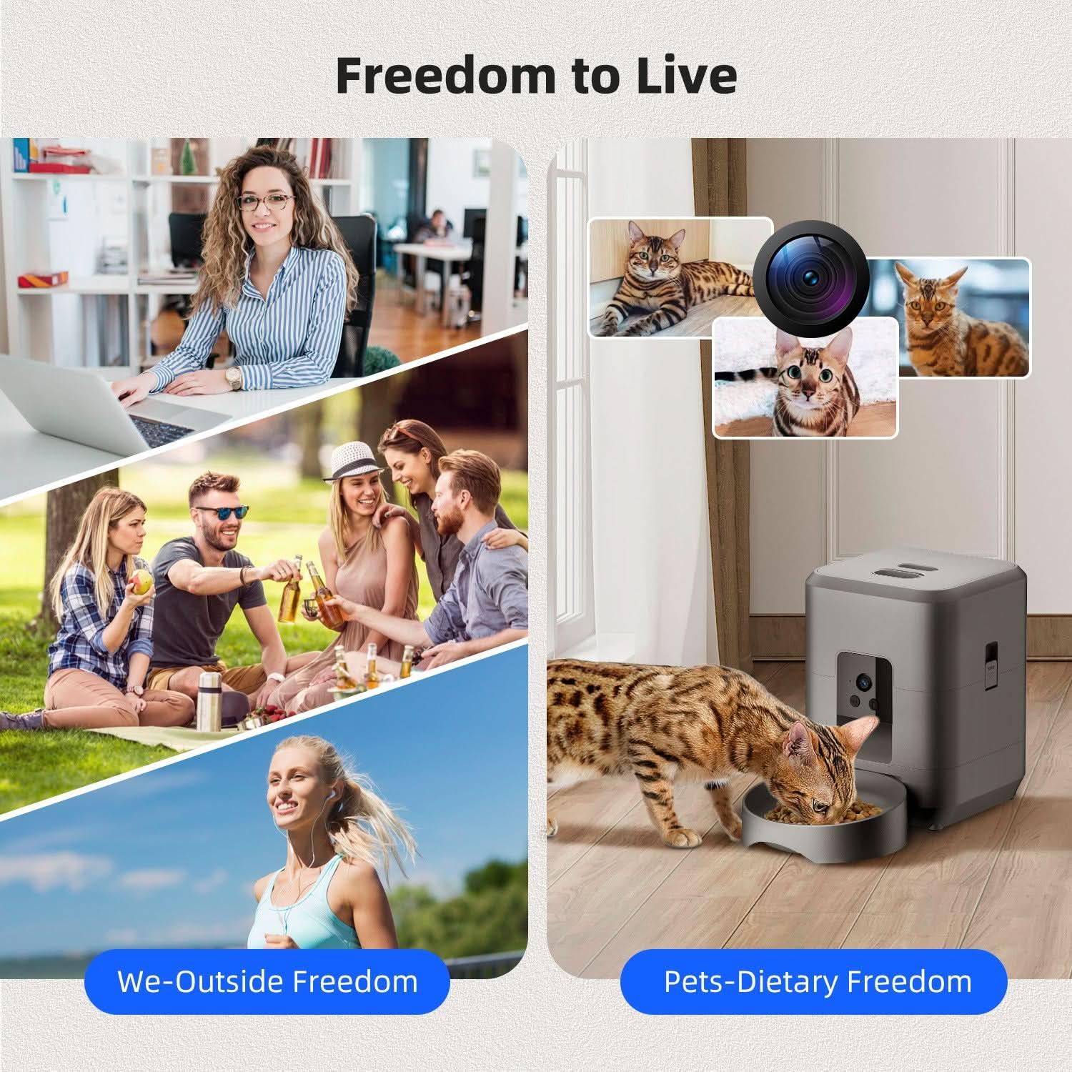 WiFi Smart Pet Feeder with HD Camera & App-Controlled Dispenser, Two-Way Audio - Remote Feeding - PawsiFypets