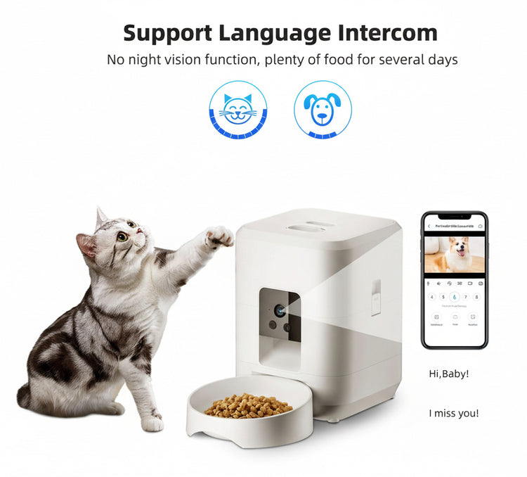 WiFi Smart Pet Feeder with HD Camera & App-Controlled Dispenser, Two-Way Audio - Remote Feeding - PawsiFypets