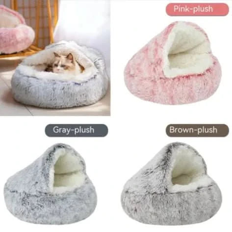 Soft Plush Pet Bed - Semi-Closed Cozy Bed for Dogs & Cats - PawsiFypets