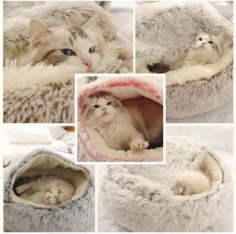 Soft Plush Pet Bed - Semi-Closed Cozy Bed for Dogs & Cats - PawsiFypets