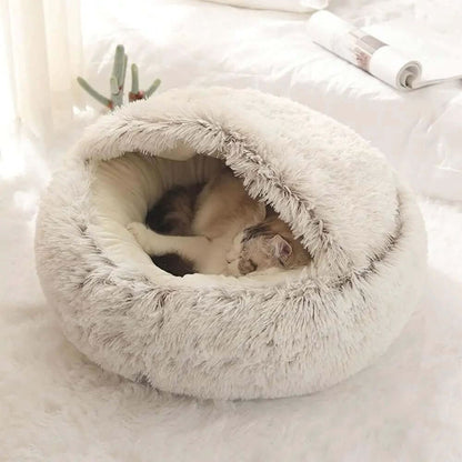 Soft Plush Pet Bed - Semi-Closed Cozy Bed for Dogs & Cats - PawsiFypets
