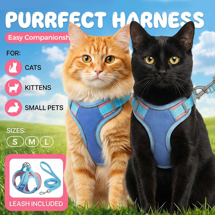Step-in Escape-Proof Cat Harness Set, Adjustable for Walking for Small Medium Dogs/Cats - PawsiFypets