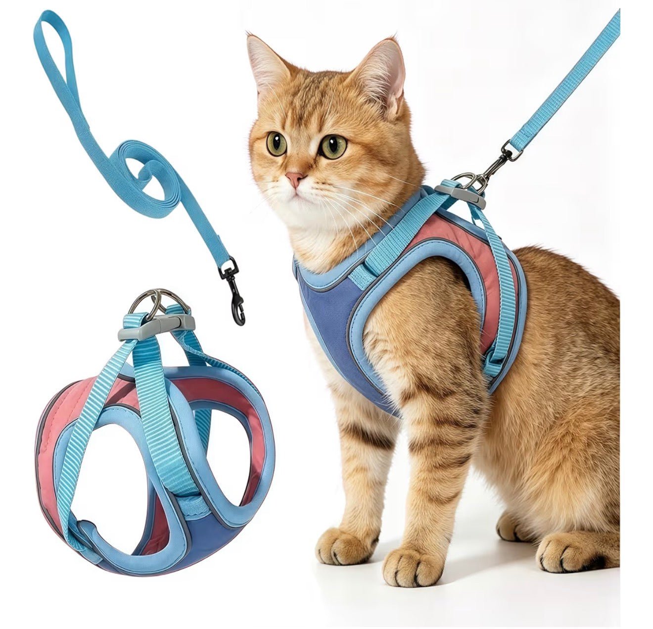 Step-in Escape-Proof Cat Harness Set, Adjustable for Walking for Small Medium Dogs/Cats - PawsiFypets