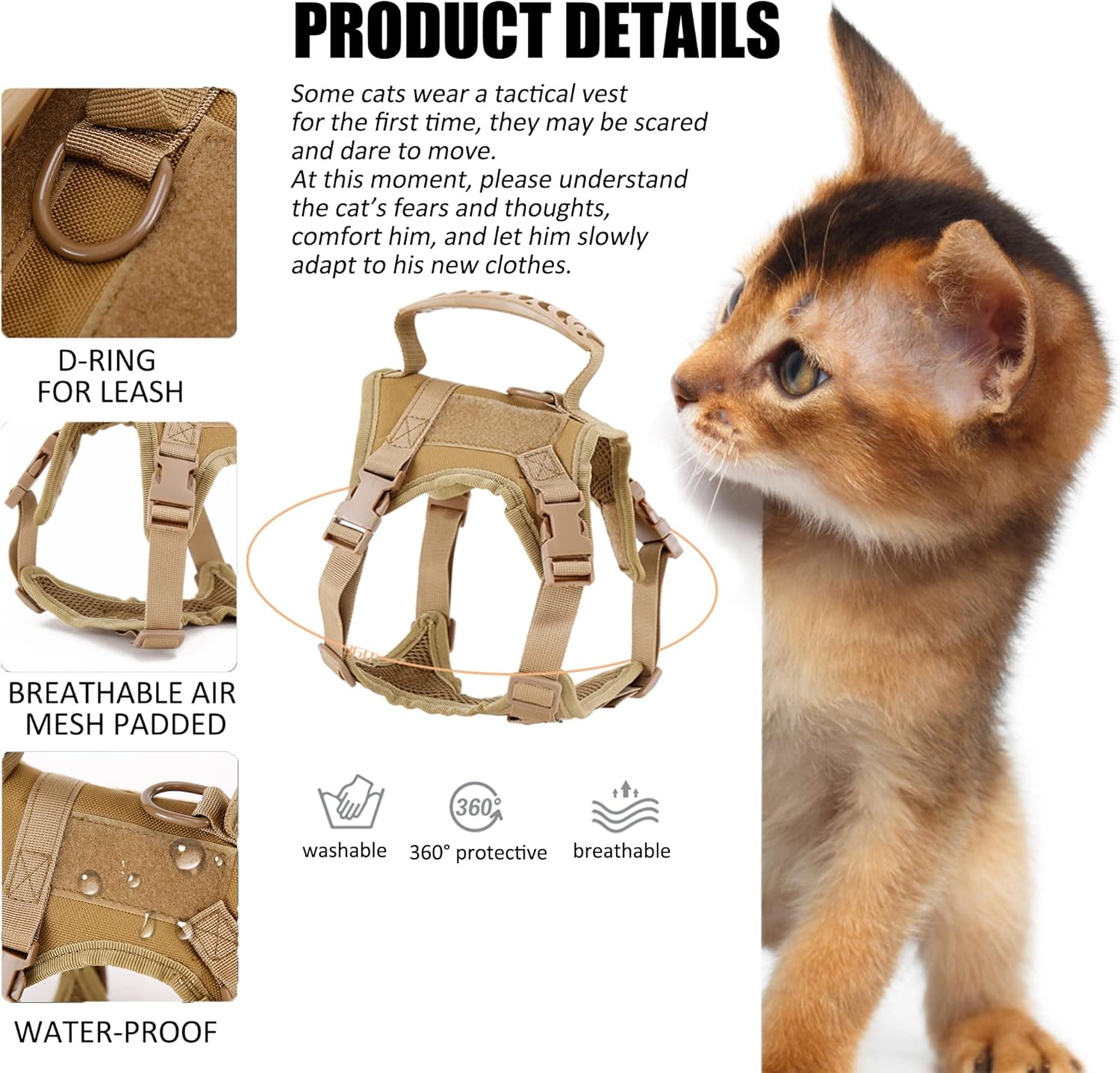 Tactical Cat Chest Harness - Escape - Proof Adventure Vest - PawsiFypets
