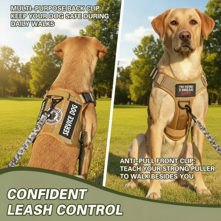 Tactical Service Dog Harness - Escape - Proof Vest with Handle + 4 Patches Included - PawsiFypets