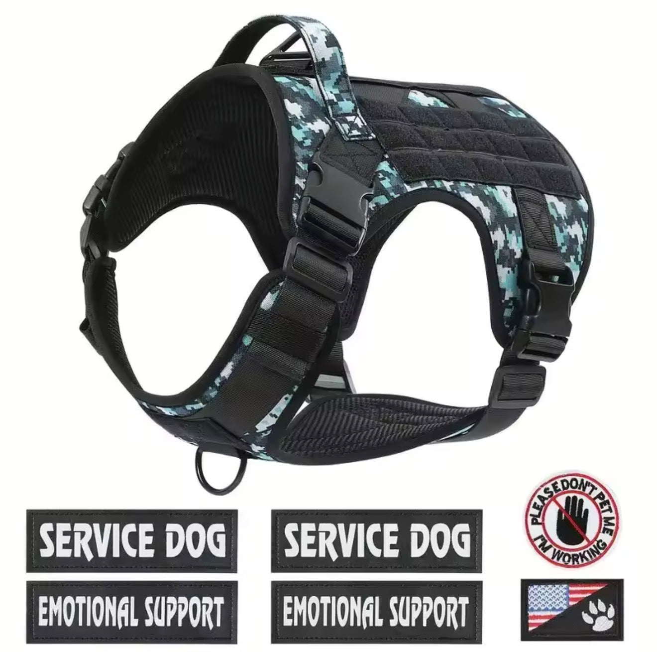 Quick-release heavy-duty cobra buckles and reinforced X-stitching on a K9 service dog harness Pawsifypets 