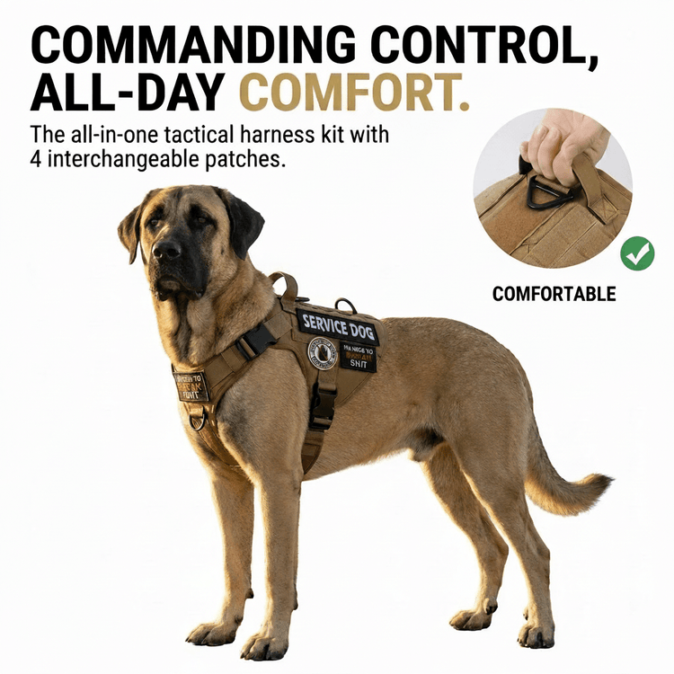 Tactical Service Dog Harness - Escape - Proof Vest with Handle + 4 Patches Included - PawsiFypets