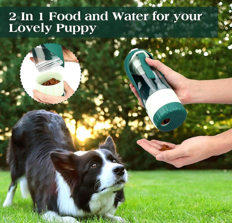 Travel 2 - in - 1 Bottle Water & Food Bowl - PawsiFypets