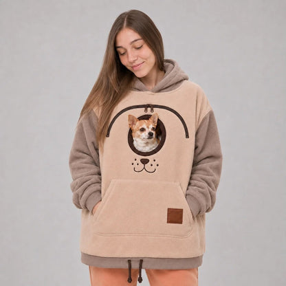 Unisex Dog & Cat Carrier Hoodie Fleece Lined Hooded Drawstring Sweatshirt - PawsiFypets