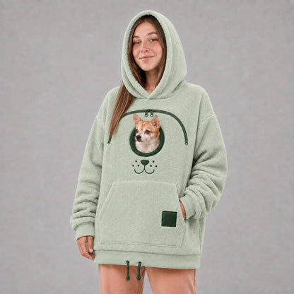 Unisex Dog & Cat Carrier Hoodie Fleece Lined Hooded Drawstring Sweatshirt - PawsiFypets
