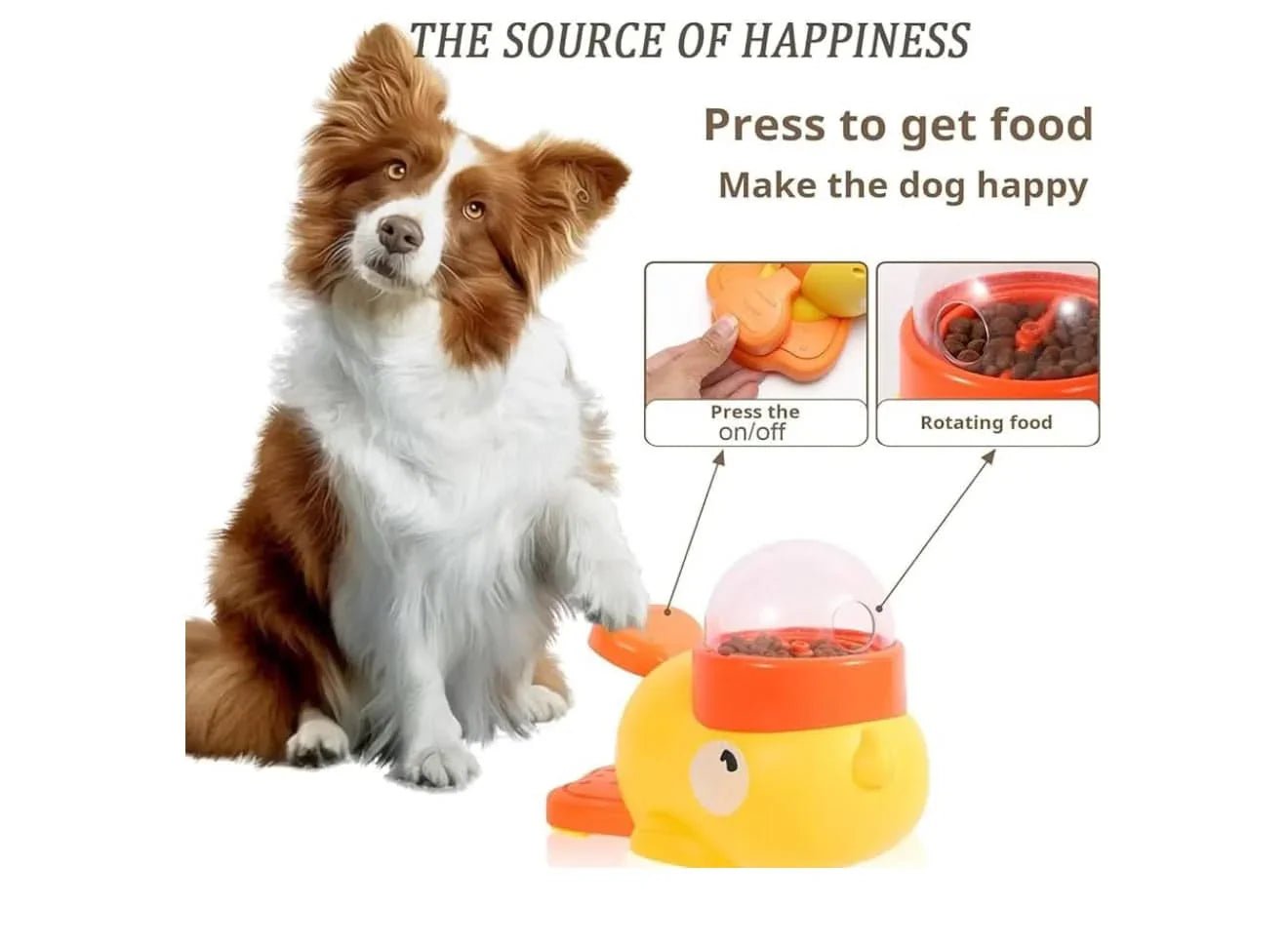 Yellow Duck Dog Treat Dispenser Interactive, Slow - Feed Toy - PawsiFypets