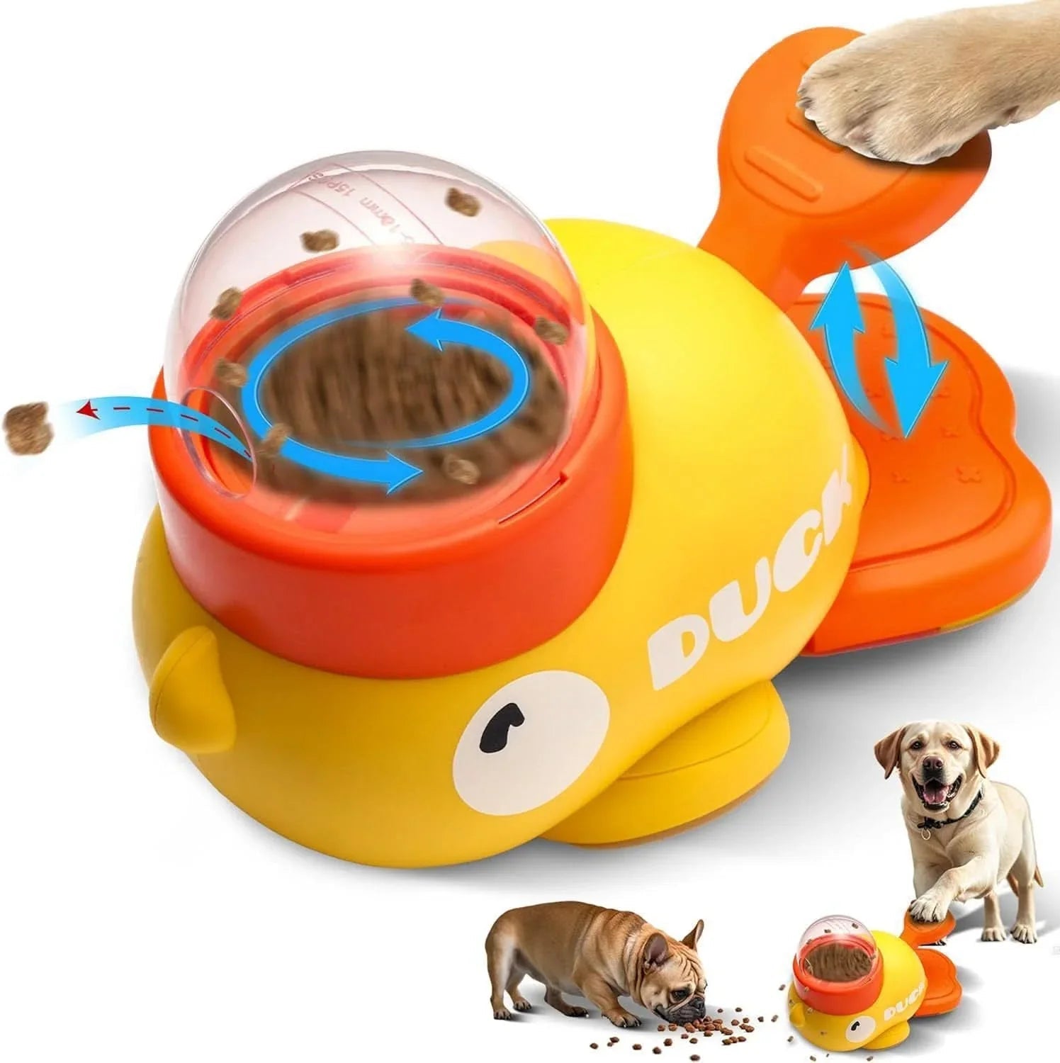 Yellow Duck Dog Treat Dispenser Interactive, Slow - Feed Toy - PawsiFypets